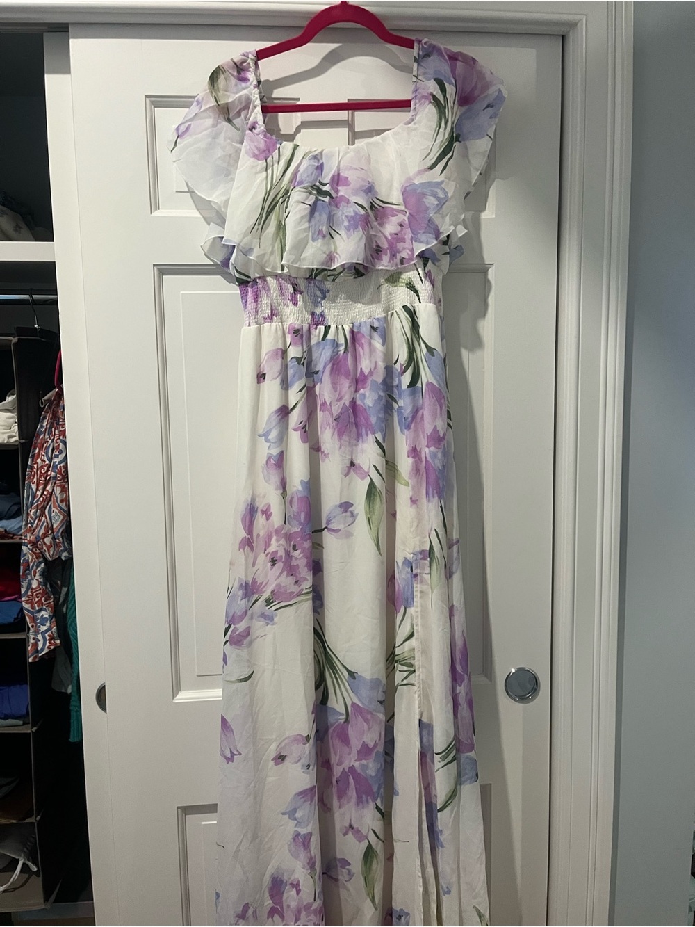 Baltic Born White Floral Maxi Dress with Purple Print